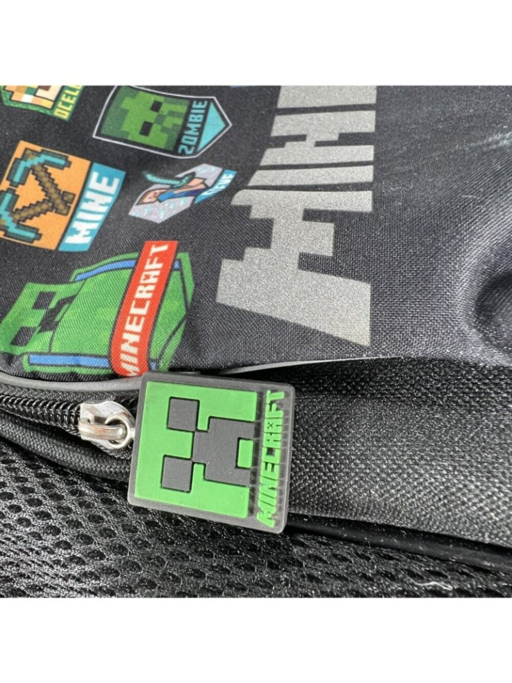 Minecraft Creeper Backpack Detachable Lunch Bag School Kids Boys Black Green - Picture 3 of 16